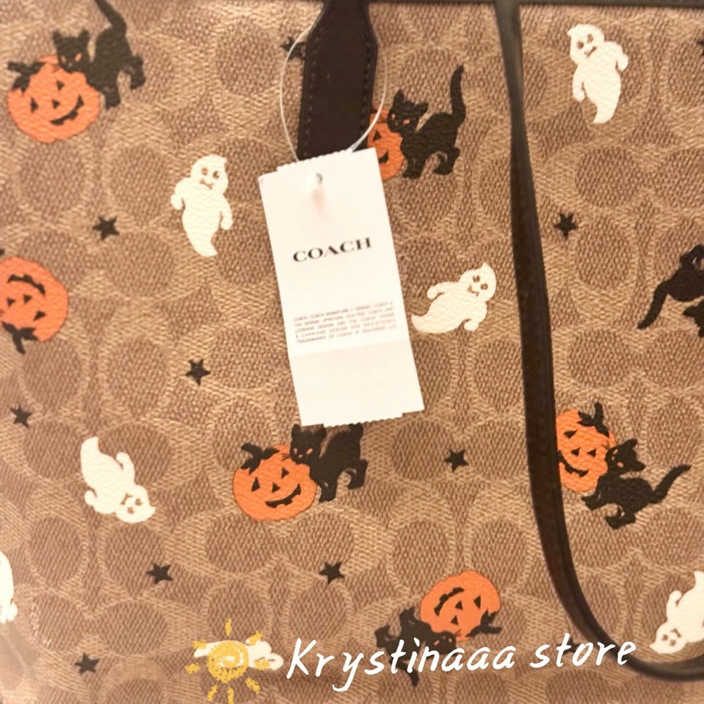 Coach City Tote In Signature Canvas With Halloween Print CW450 - Picture 5 of 13